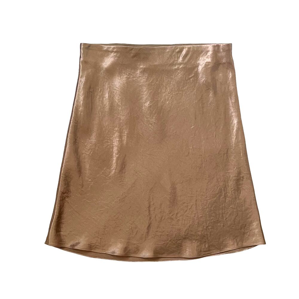 Aritzia Babaton Satin Slip Mini Skirt - Dark Champagne - Size 8